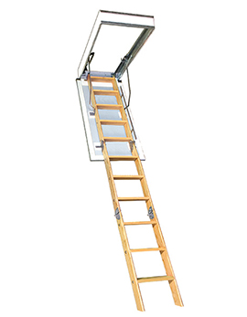 Attic Ladder Husky 655 8'9" Max Adjustable Disappearing Wood High Visibility 